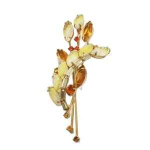 Vintage Juliana Orange Amber Spray Rhinestone Brooch
